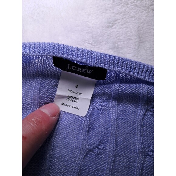 J. Crew V-Neck Cable Knit Sweater Pullover 100% Linen Light Purple Size S - Picture 2 of 9